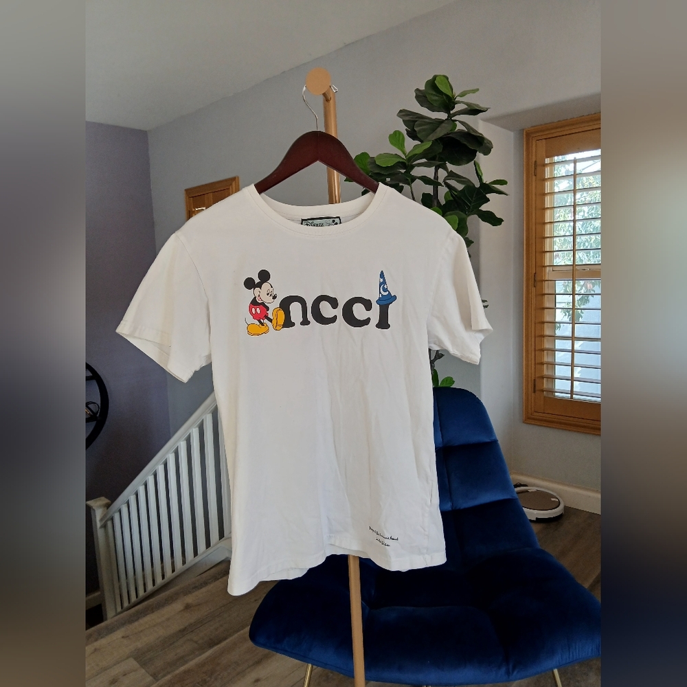 Gucci White Graphic Disney Mickey Tee